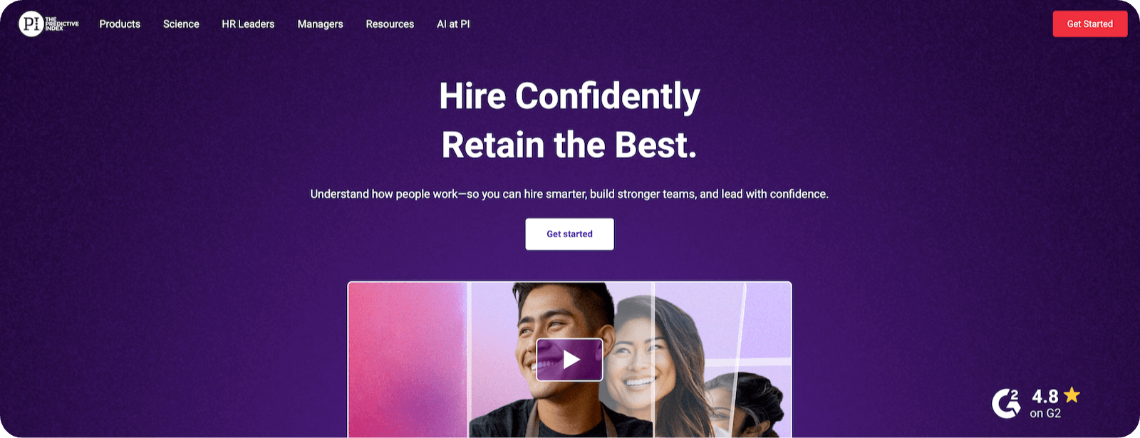 Predictive Index homepage: Hire Confidently