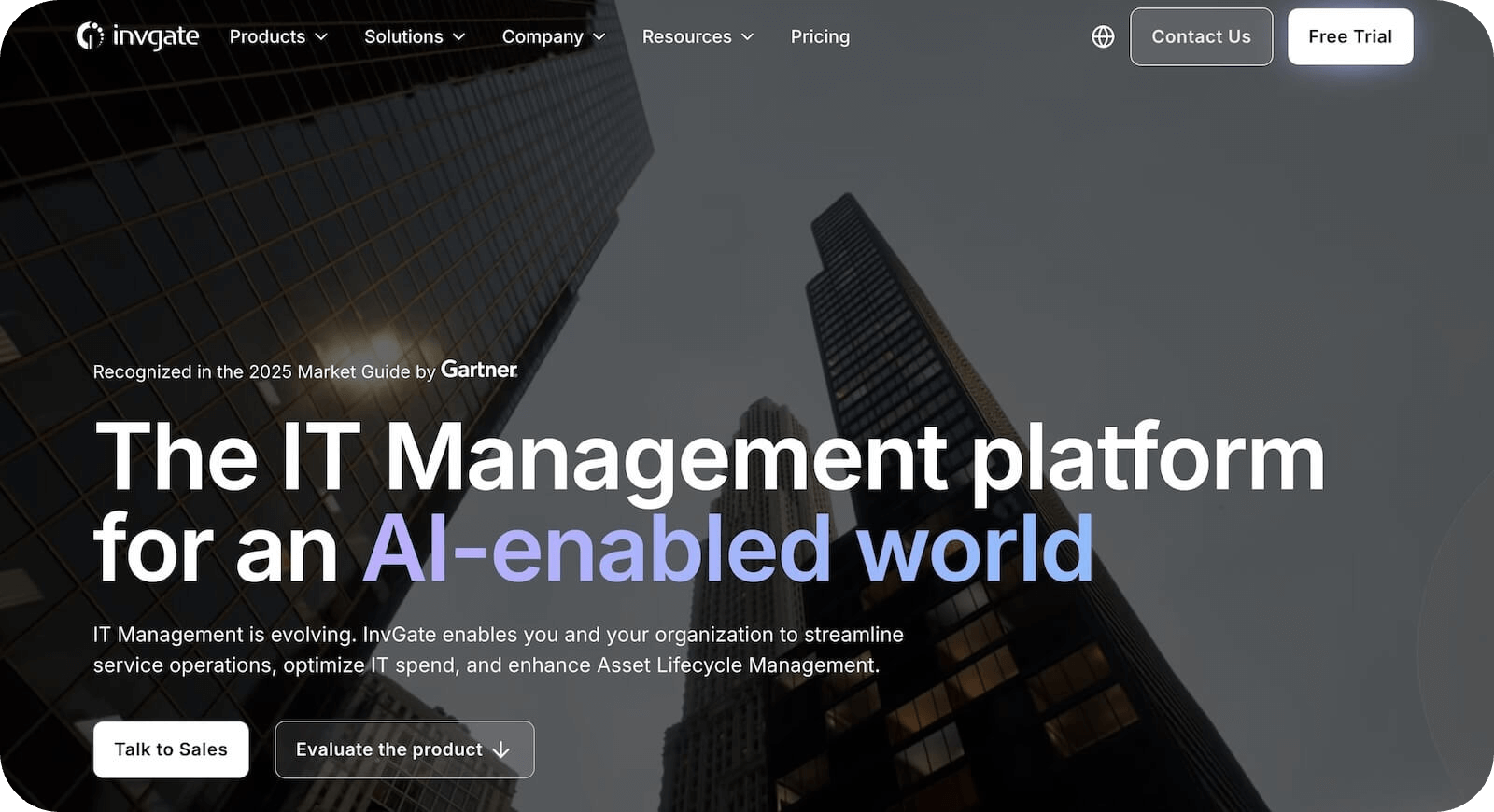 InvGate homepage: The IT Management platform for an AI-enabled world