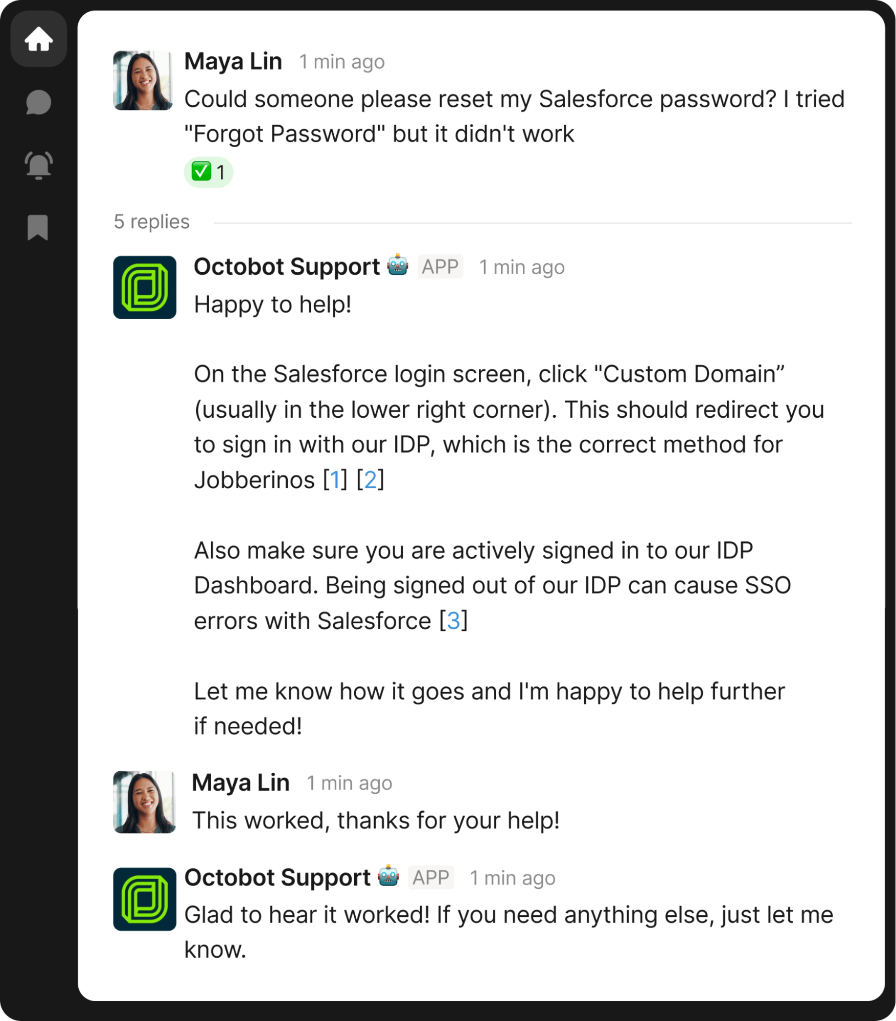 Octobot Support: Reset Salesforce Password