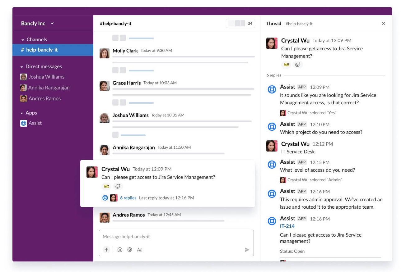 Atlassian Assist for Bancly: Help IT thread