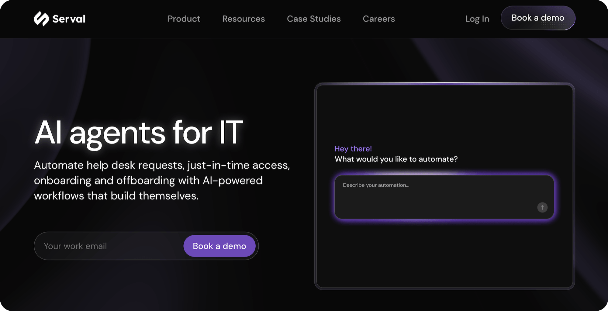 Serval homepage: AI agents for IT