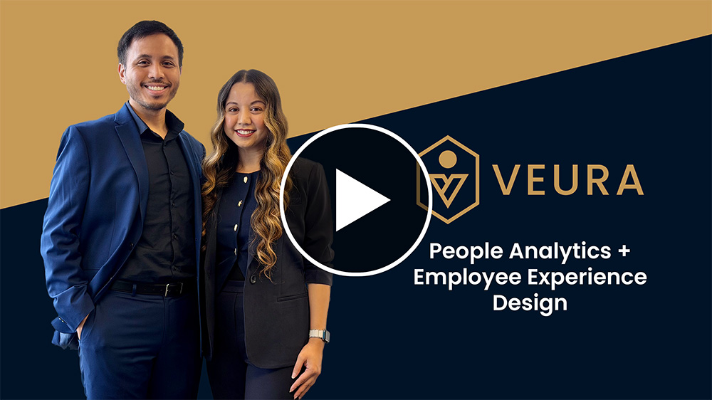 Veura video thumbnail image with photo of Veura team, Veura logo and the words "People Analytics + Employee Experience Design" below it
