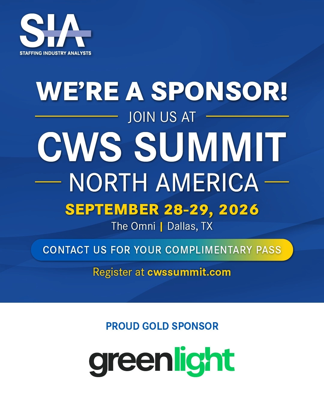 We’re a sponsor! Join us at CWS Summit North America, September 28–29, 2026, The Omni, Dallas, TX. GreenLight is a proud Gold Sponsor. Contact us for your complimentary pass — register at cwssummit.com.