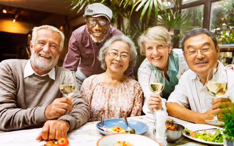 elderly couples hanging out