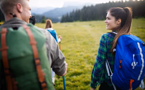 adults hiking