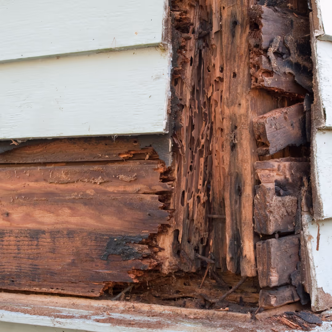 termite damage under siding of raleigh home