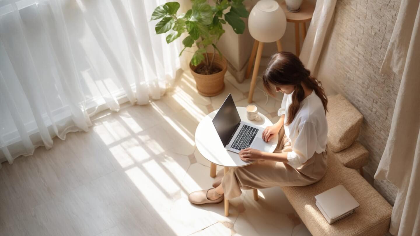 working in the bedroom