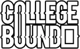 Stylized text reading COLLEGE BOUND in bold, distorted white letters on a black background.