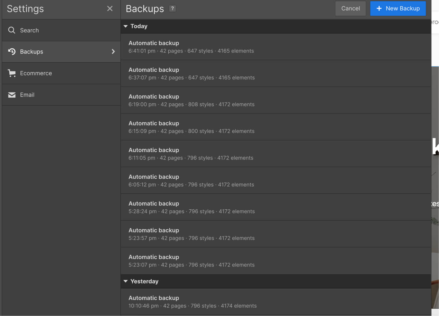 Backups - Shopkeeper X Webflow Template