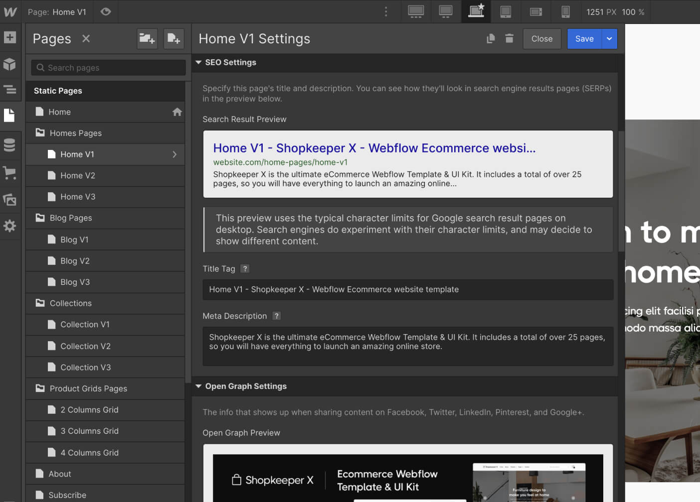 SEO - Shopkeeper X Webflow Template