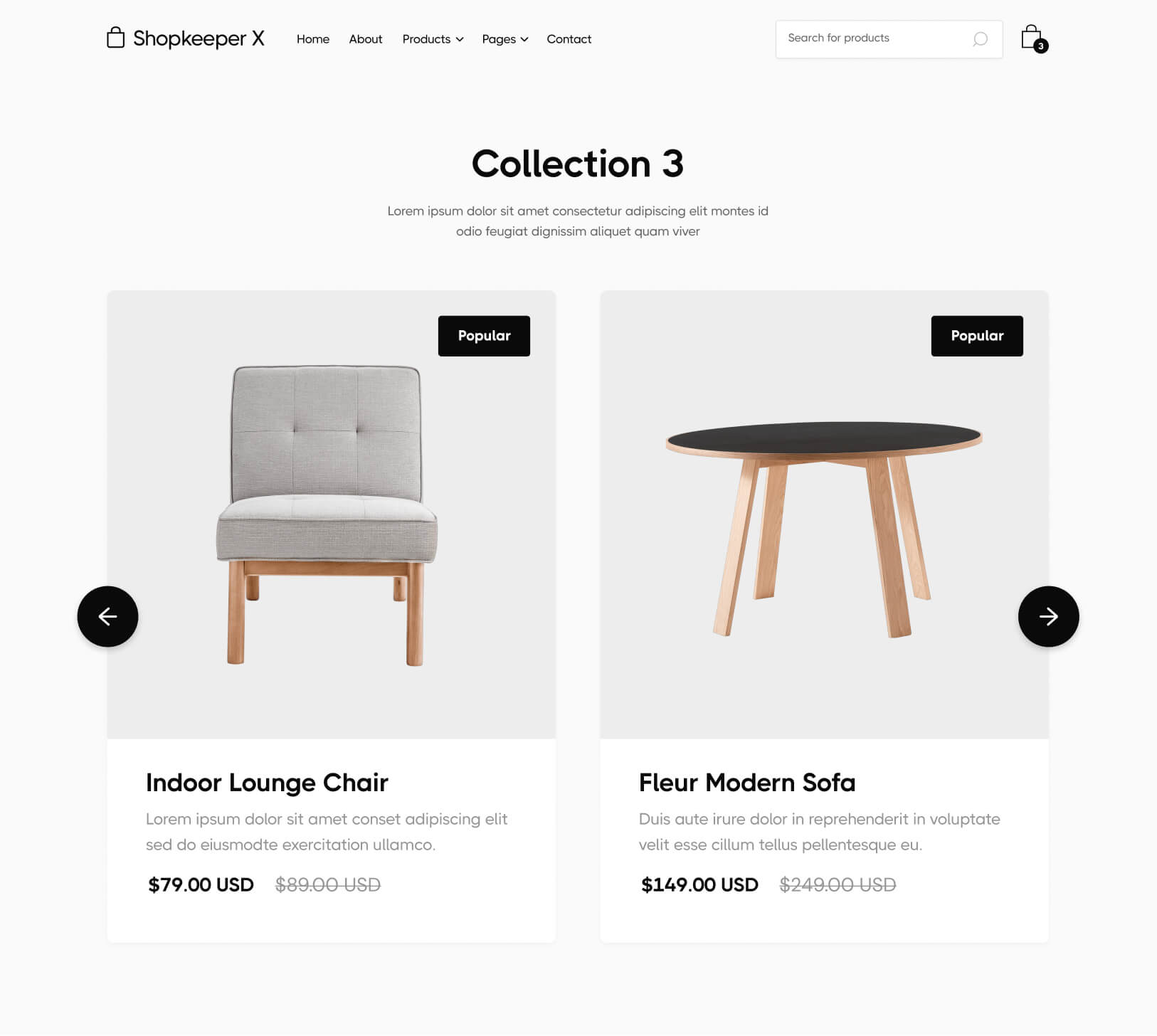Collection - Shopkeeper X Webflow Template