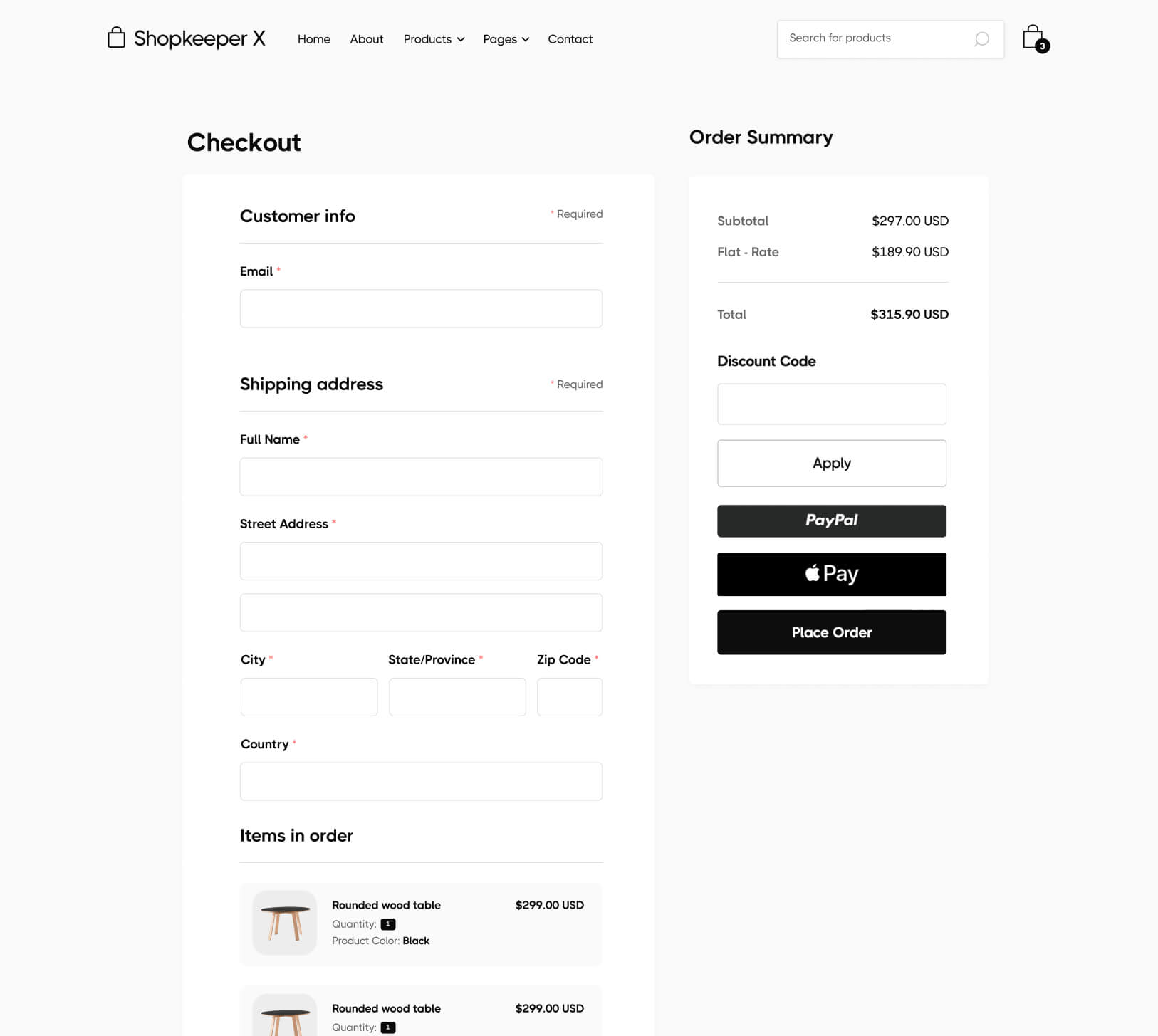 Checkout - Shopkeeper X Webflow Template