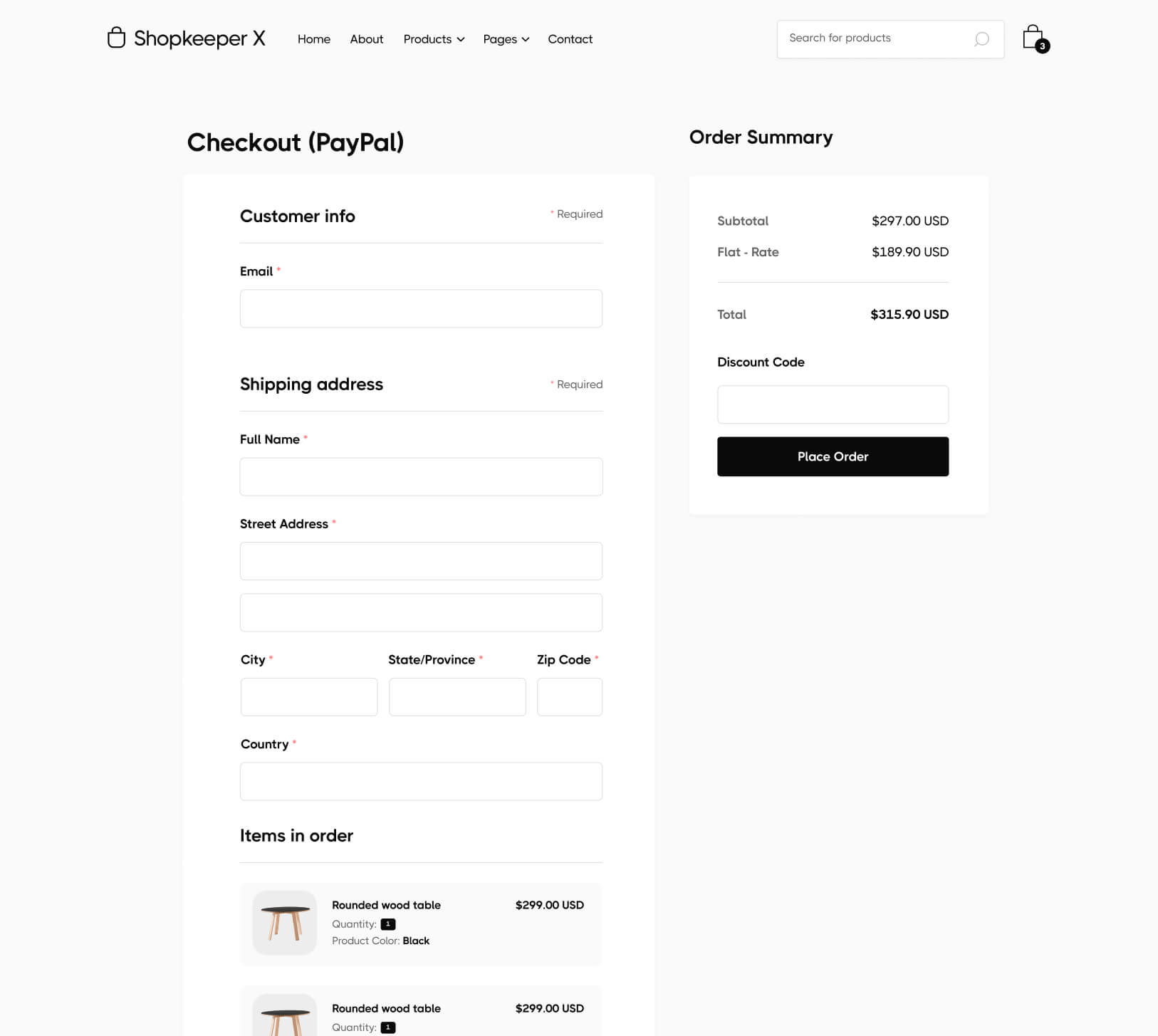 Checkout - Shopkeeper X Webflow Template