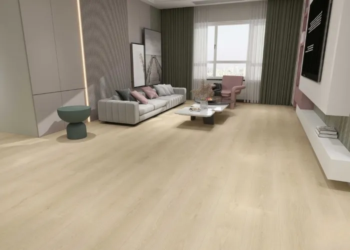 Tan or beige LVP in a living room