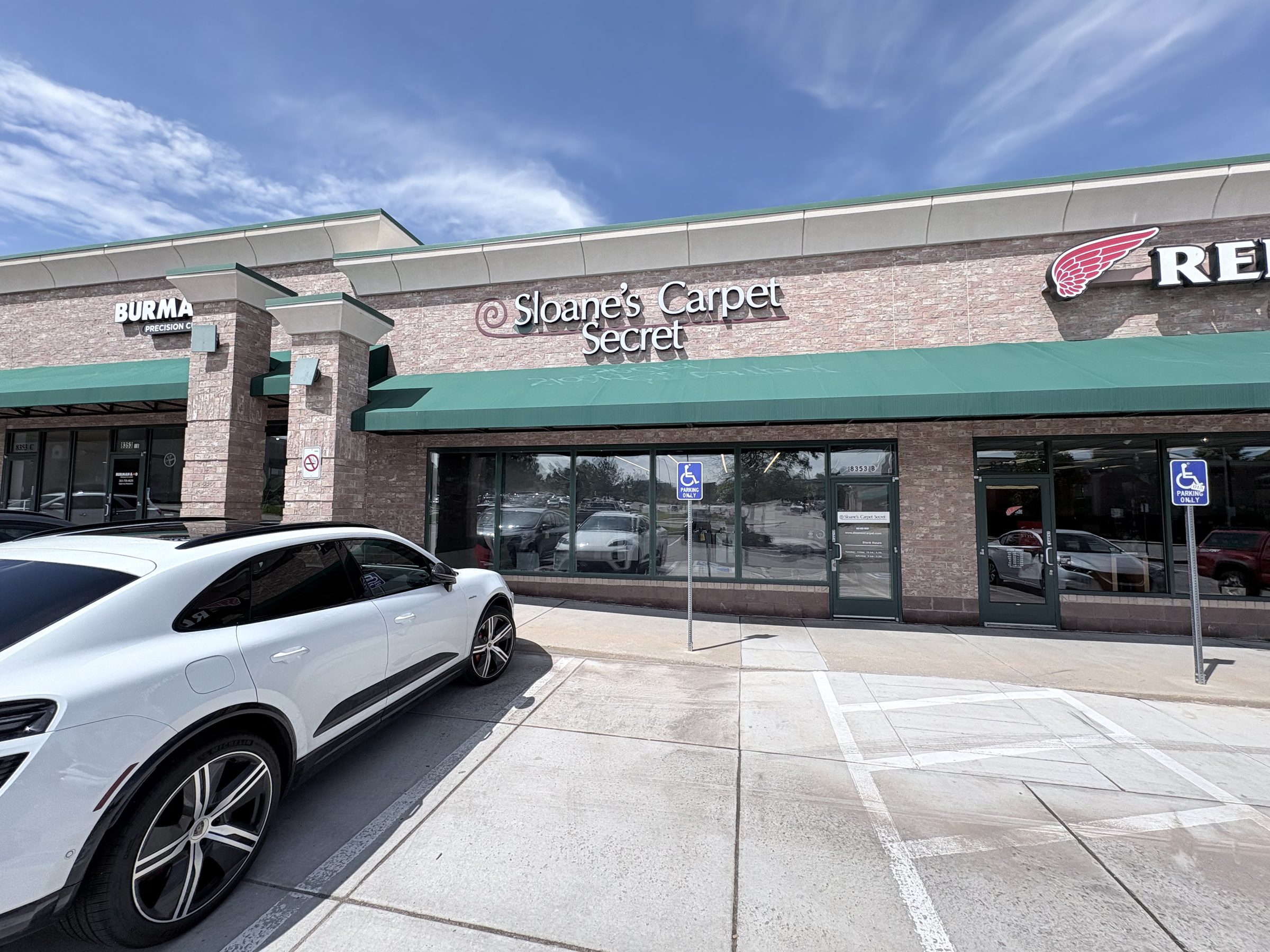 Sloane's Carpet Secret storefront at 8353 Willow Street in Lone Tree, Colorado