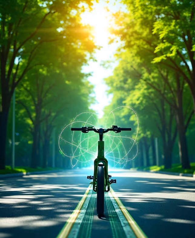 Ciclista Atala su sentiero sterrato in natura