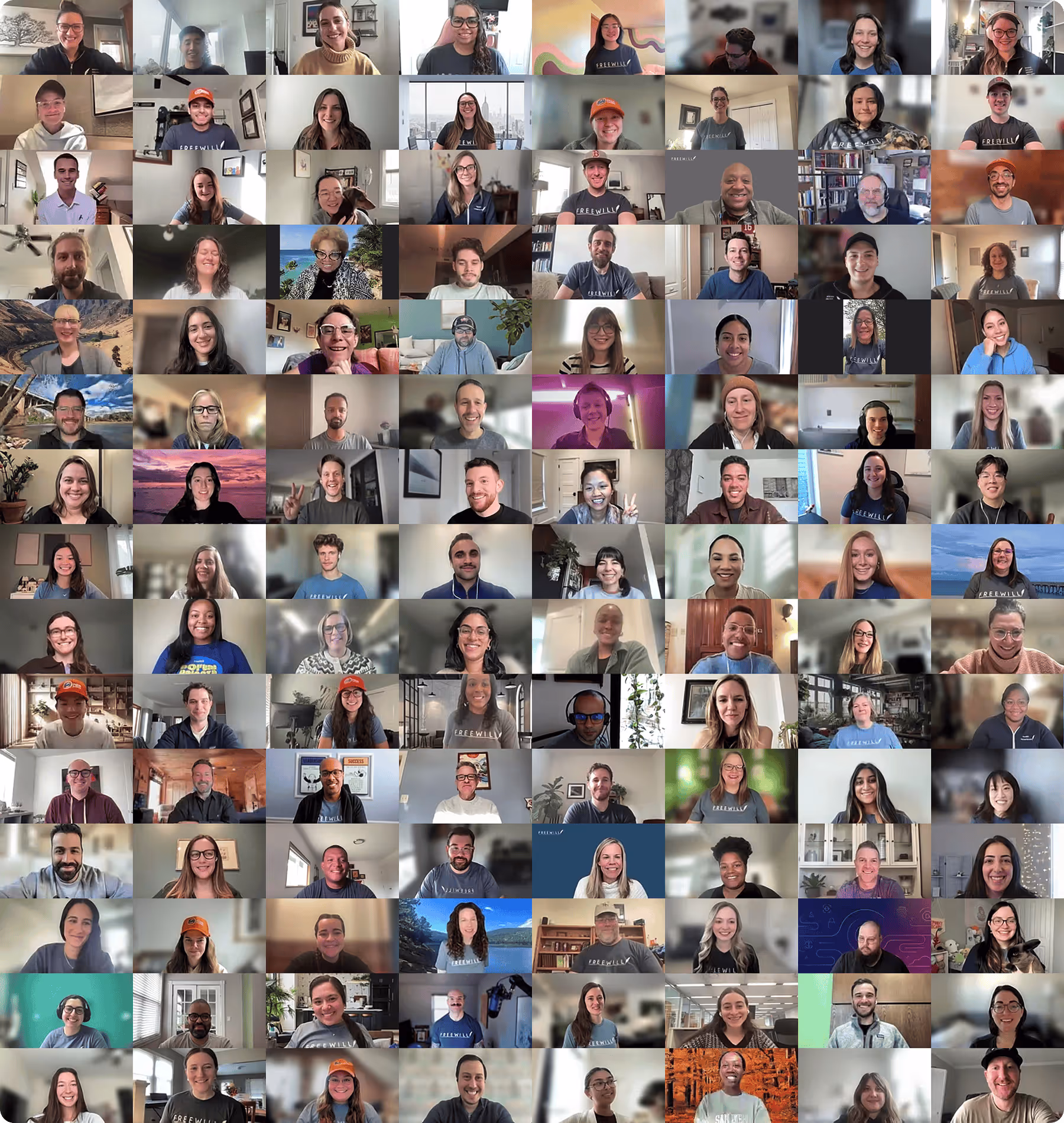 a screenshot of many different people in a zoom call