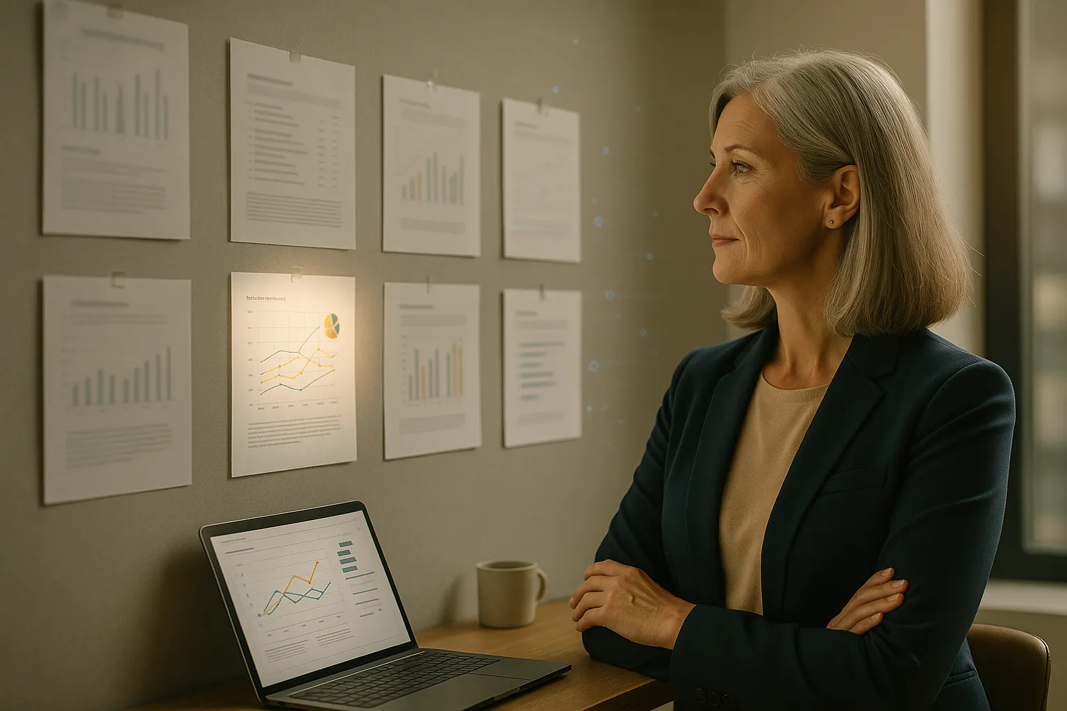 Senior executives gathered around a screen reviewing talent performance charts, highlighting Talentapy.com’s leadership expertise