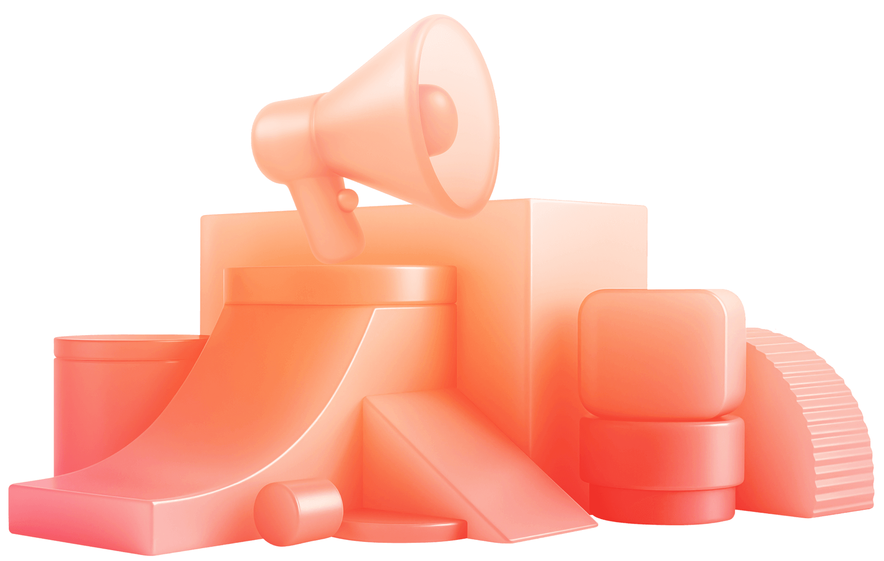 3D Megaphone Geometric Shapes Digigrowth Webflow Template | BRIX Template