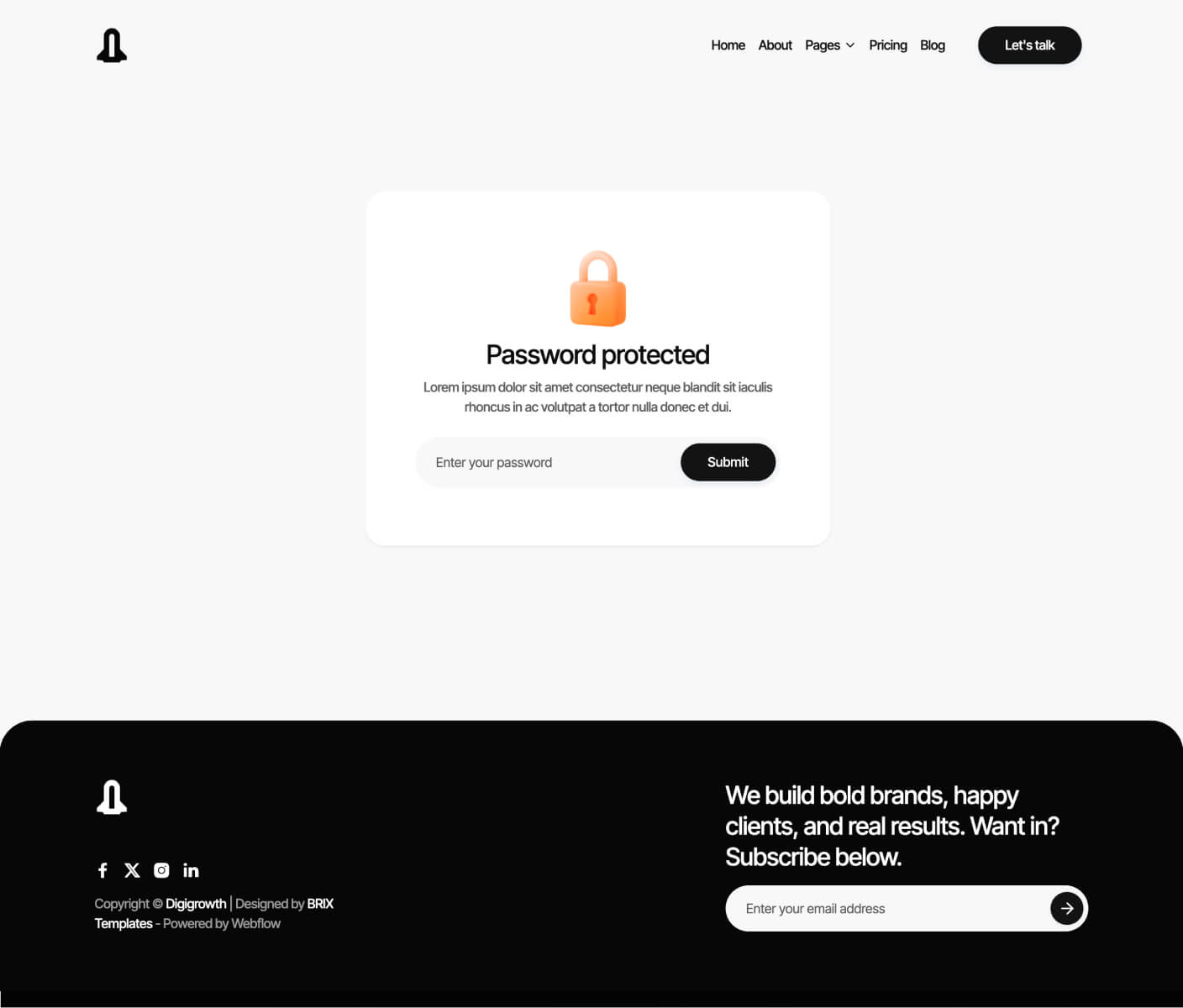 Digigrowth - Password Protected Page - Marketing Agency Webflow Template