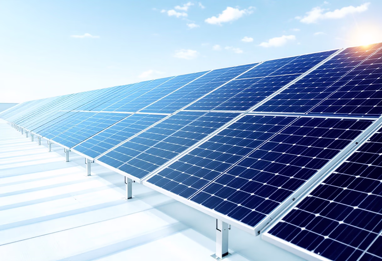 image of solar panels on rooftops for a green tech/cleantech company