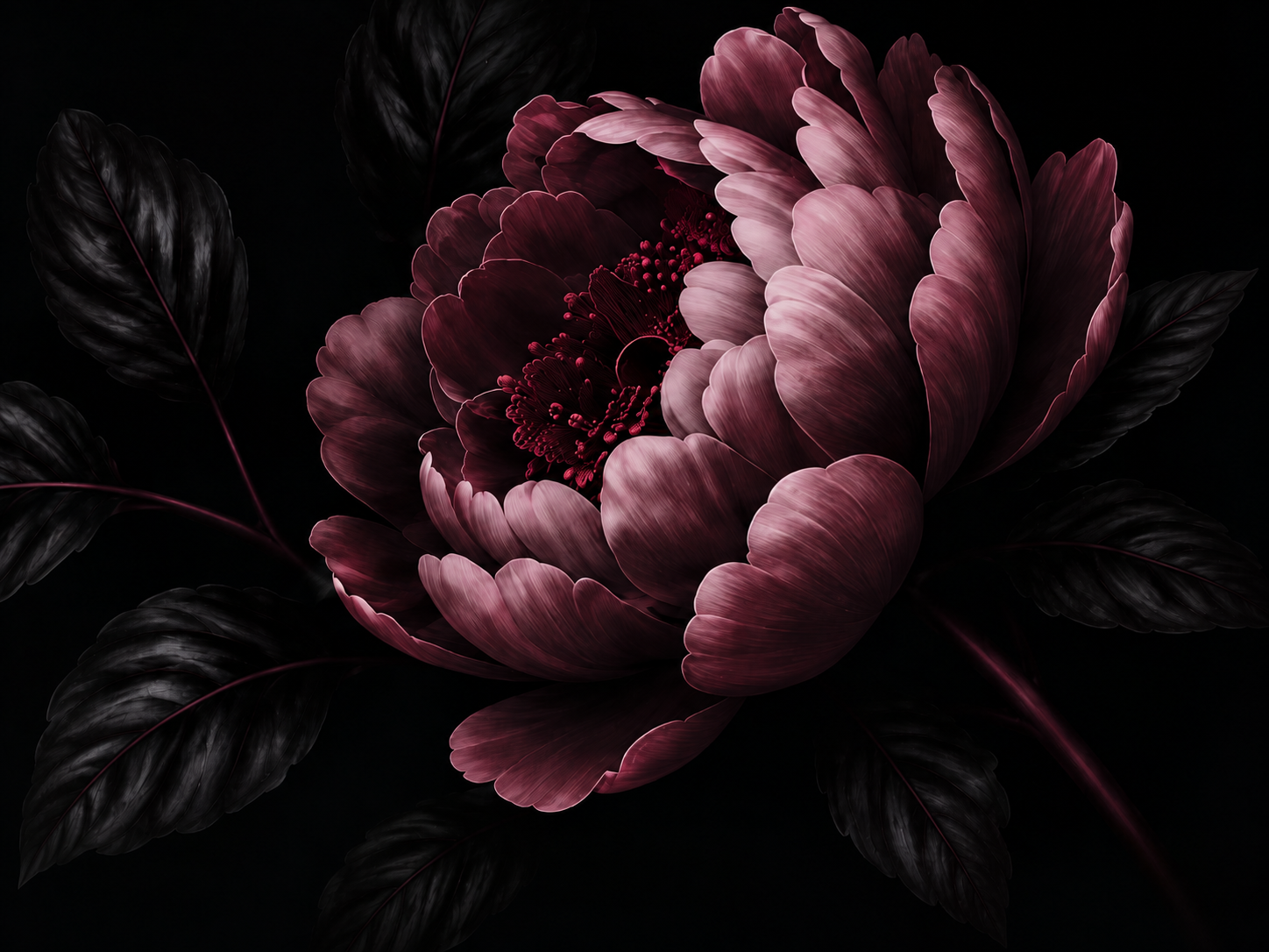 Deep blush flower on a dark background
