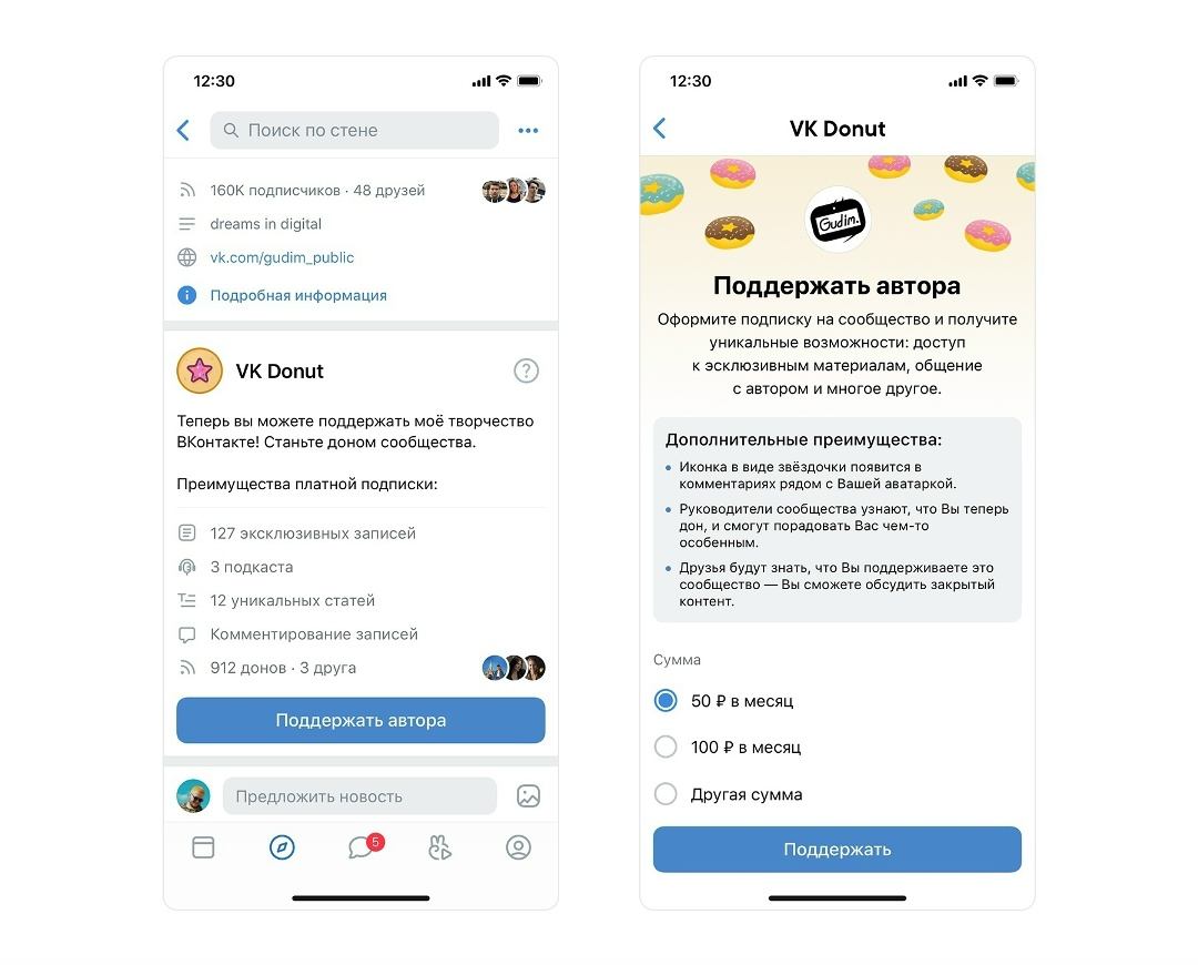 VK Donut — аналог Boosty в vk