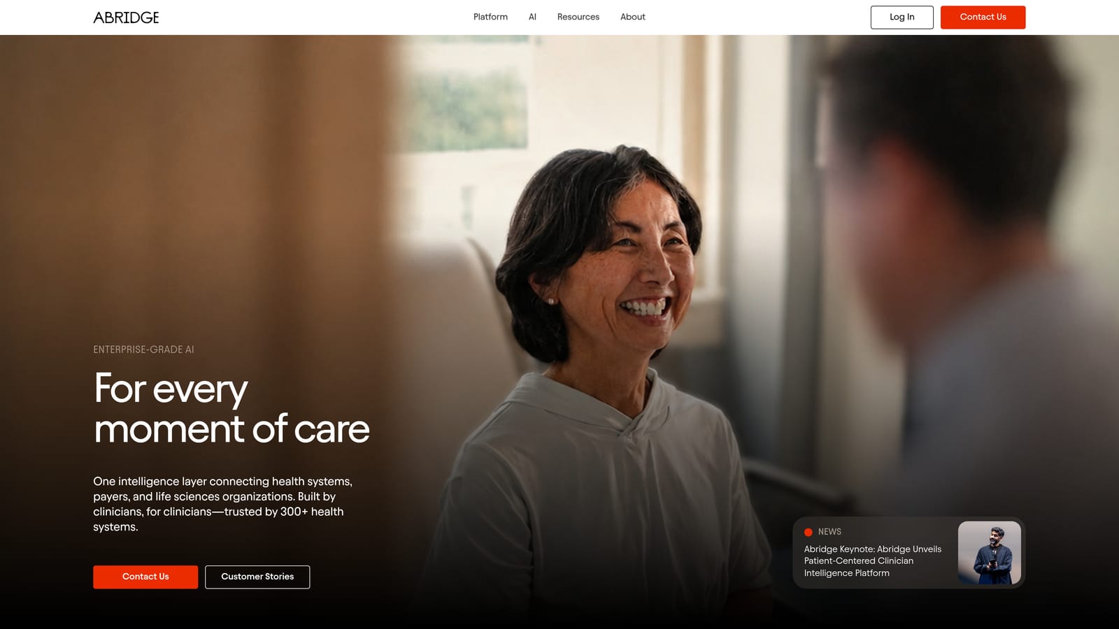 Screenshot of Abridge website