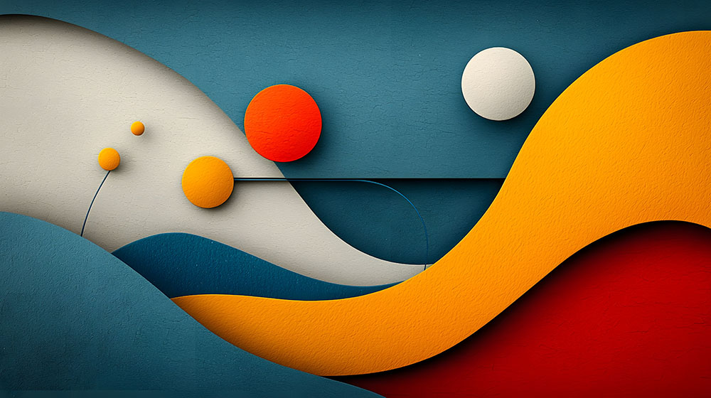 Abstract illustration showing balls above a flow of waves
