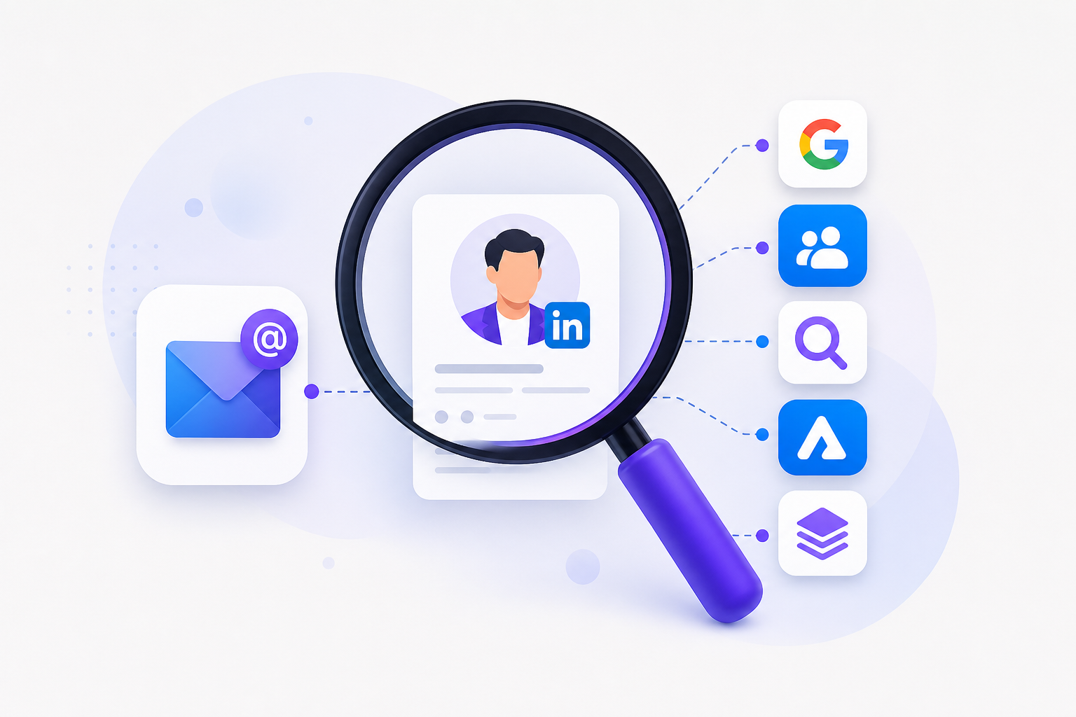 Recruteur consultant un profil LinkedIn sur un ordinateur portable avec une adresse email affichée à l'écran