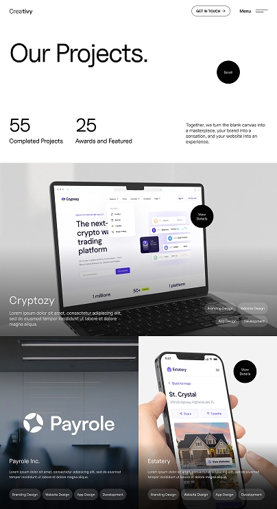 Website preview showing modern layout and design