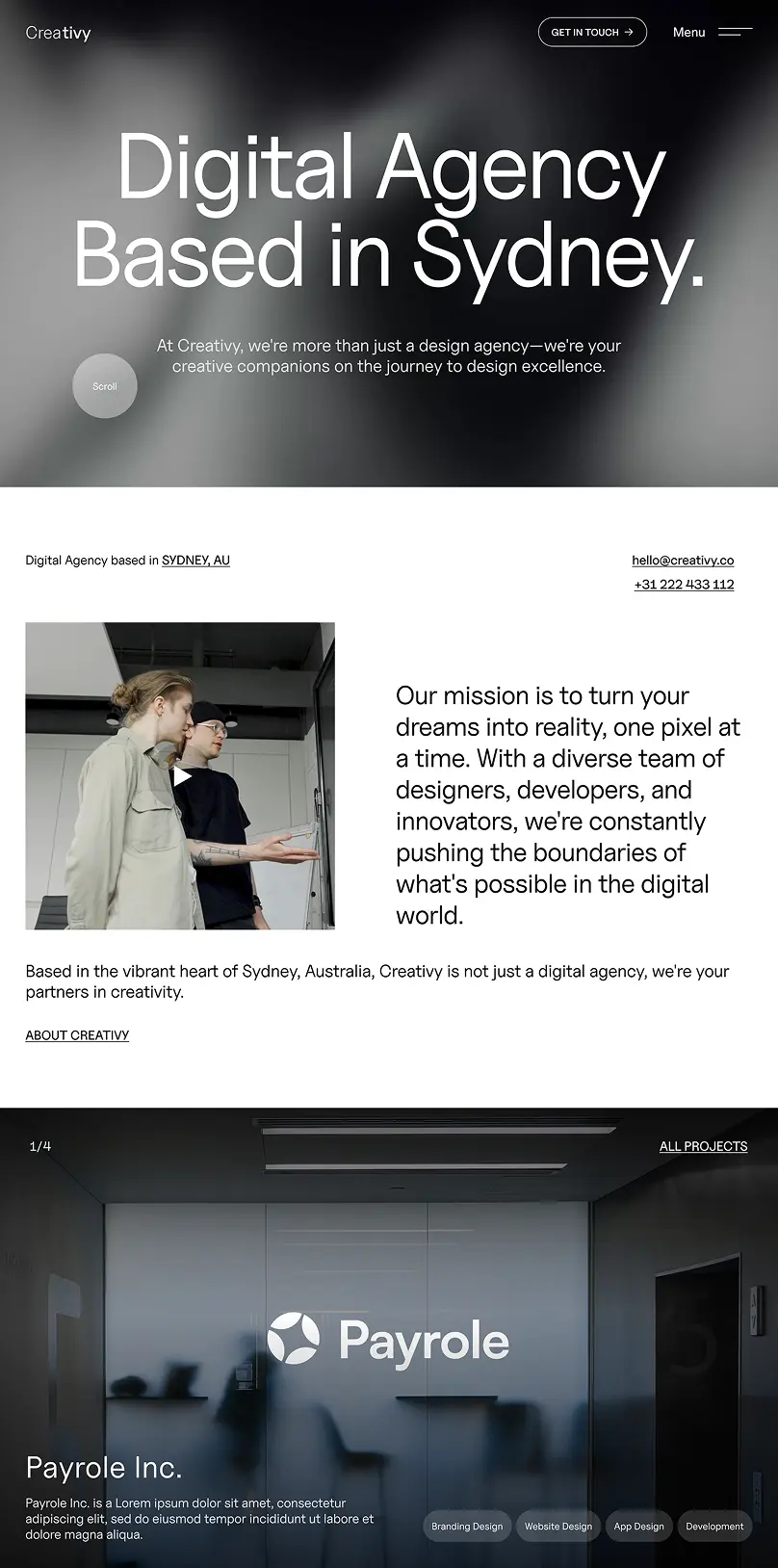 Website preview showing modern layout and design