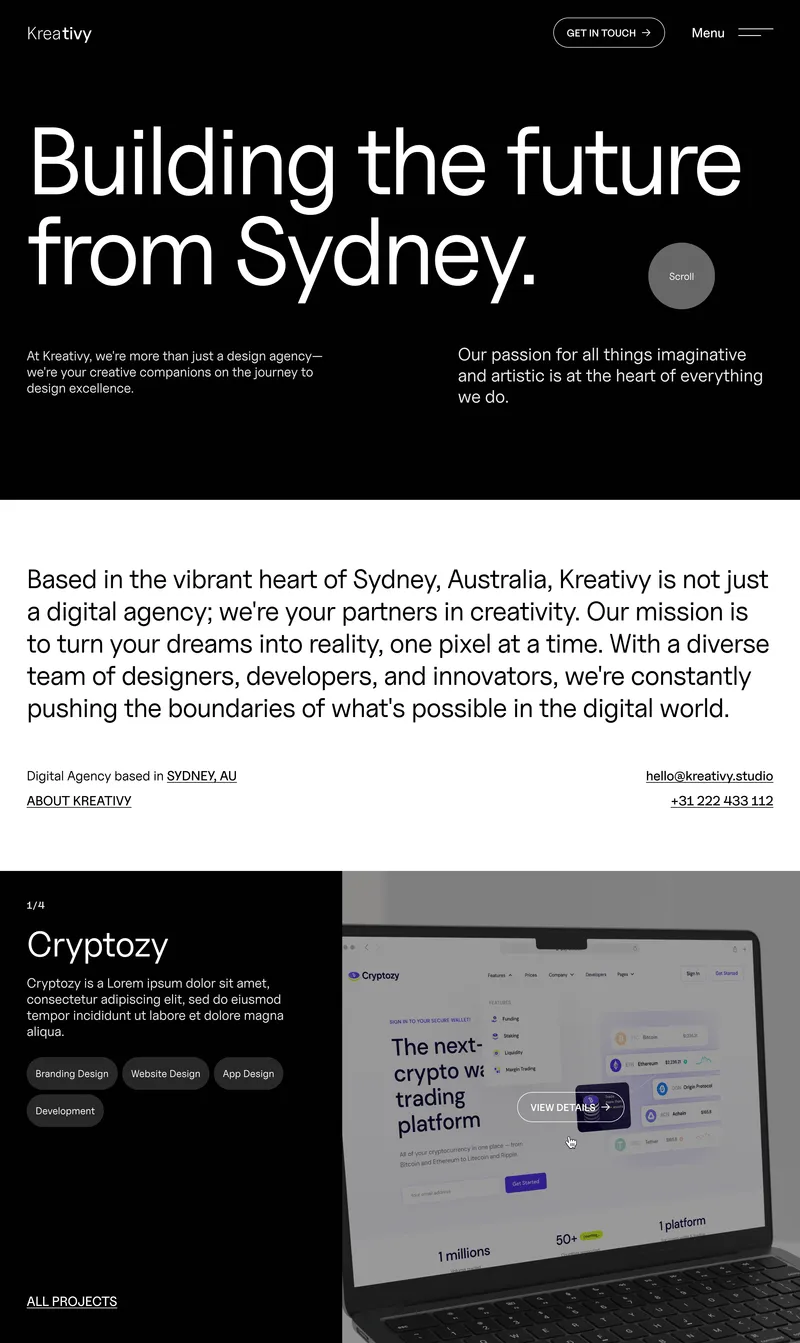 Website preview showing modern layout and design