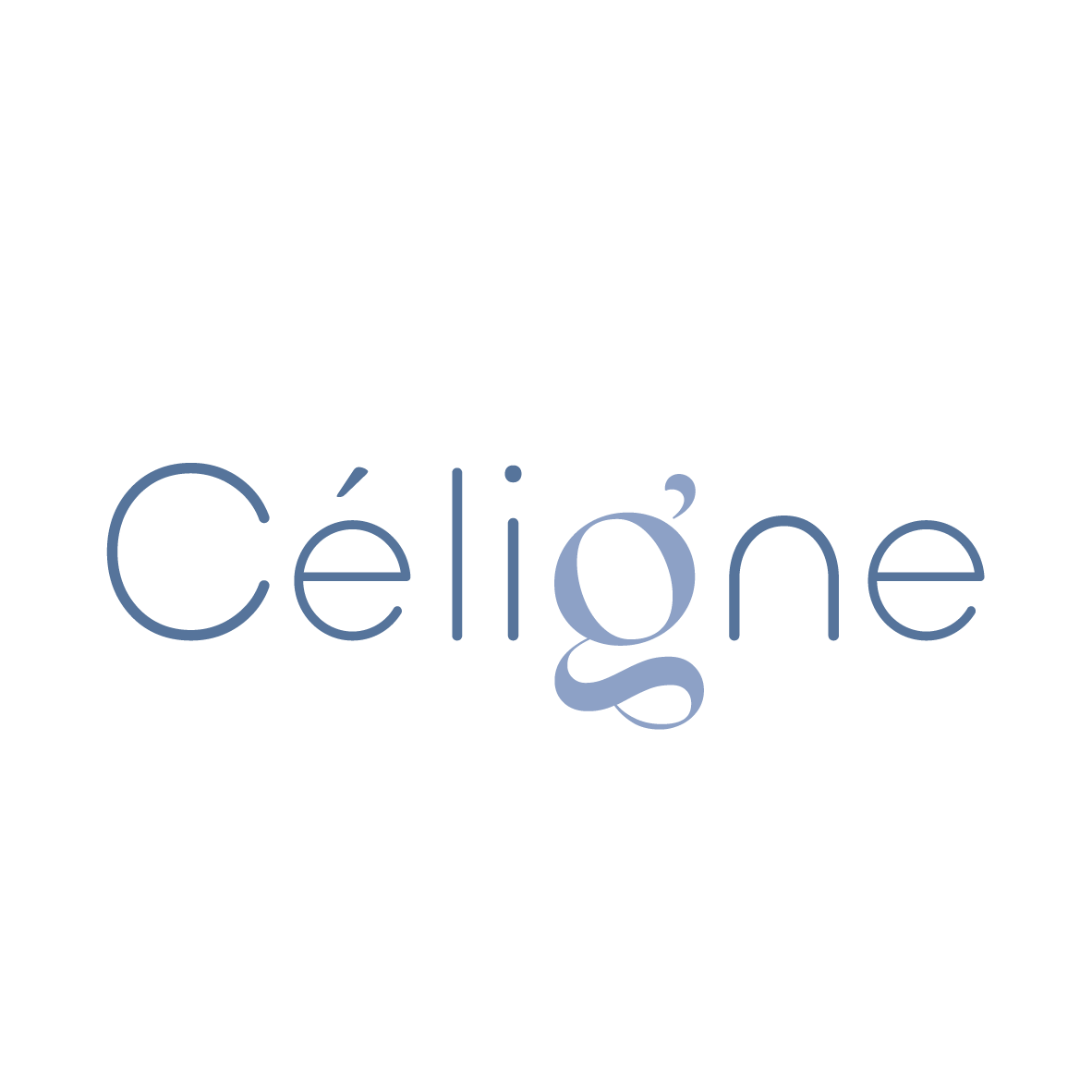 Logo Céligne bleu gris avec le "g" stylisé