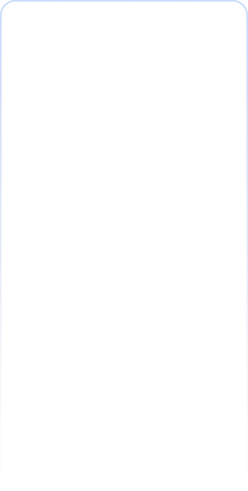 Blank white screen with rounded corners and a blue border.