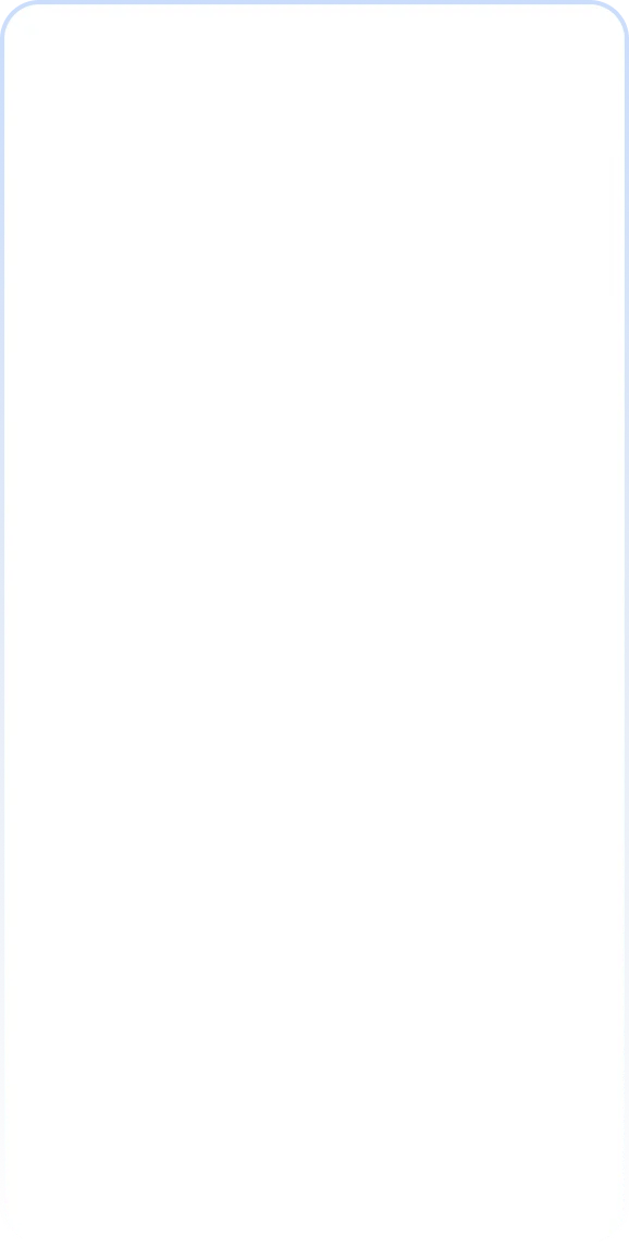 Blank white screen with rounded corners and a blue border.