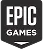 Epic Games logo with bold black letters on white background