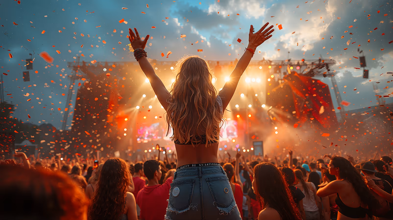 Meisje juicht bij concert