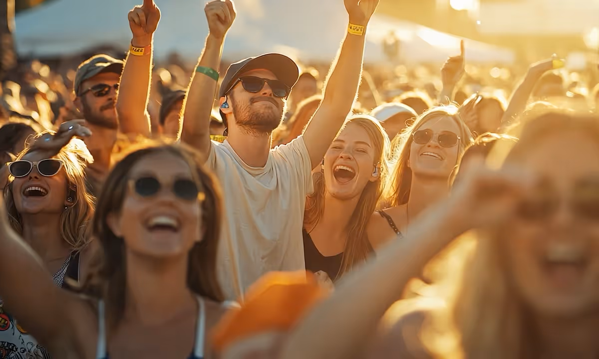 Cheering crowd at concert