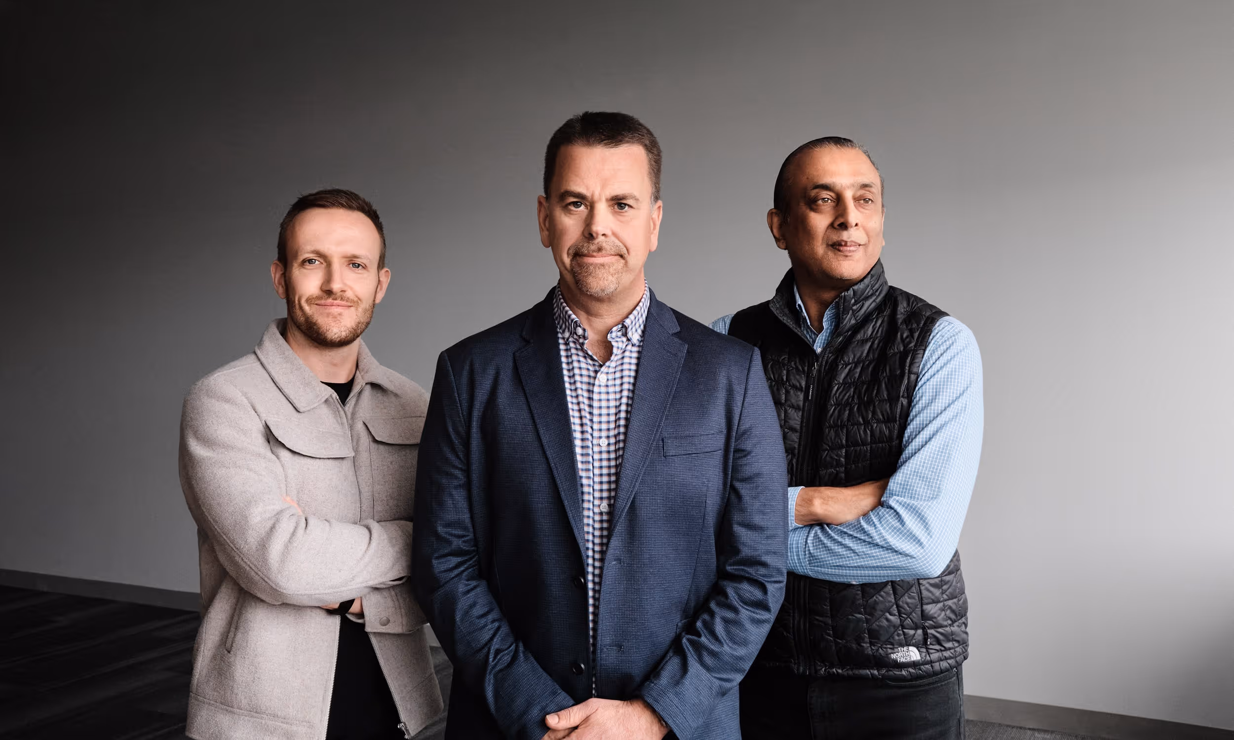 Portrait of Tensordyne Leaderhip with Gilles Backhus (VP of AI), Marc Bolitho (CEO) and RK Anand (CPO)