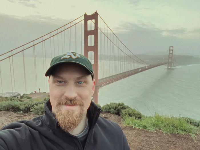 selfie at golden gate bridge