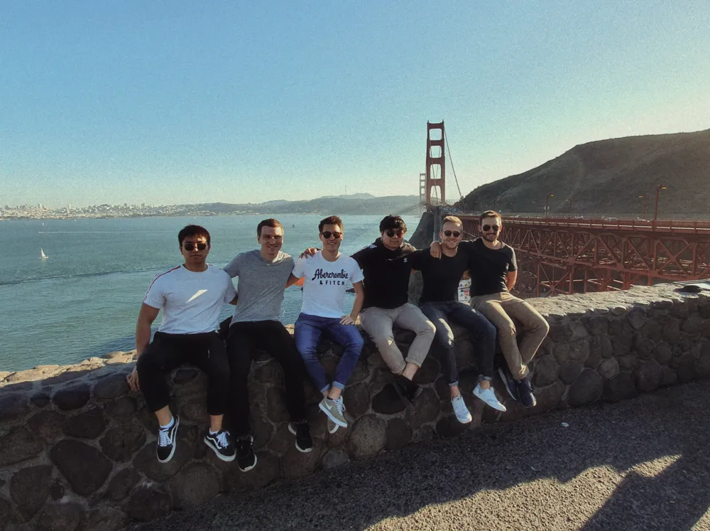 team photo at golden gate bridge