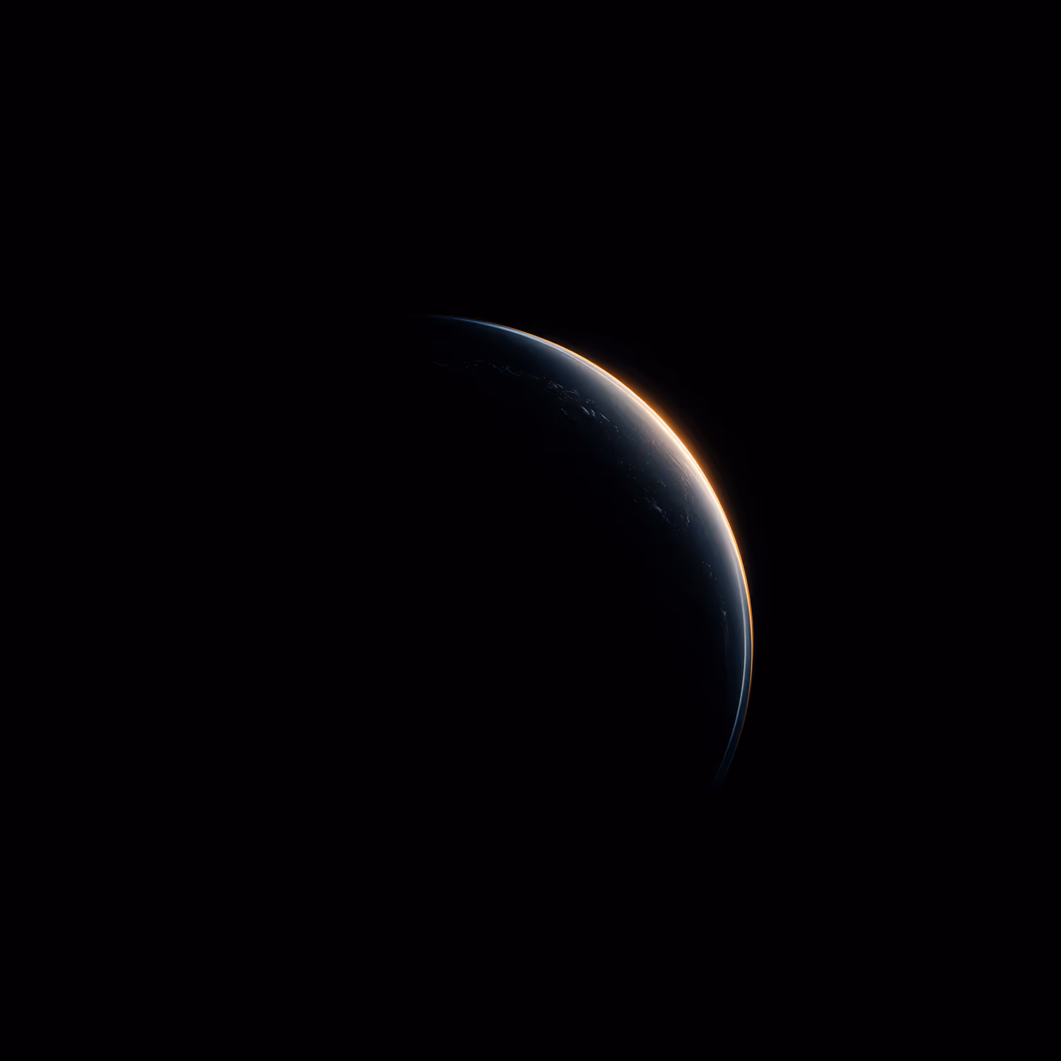 cinematic view of a crescent-shaped planetary body