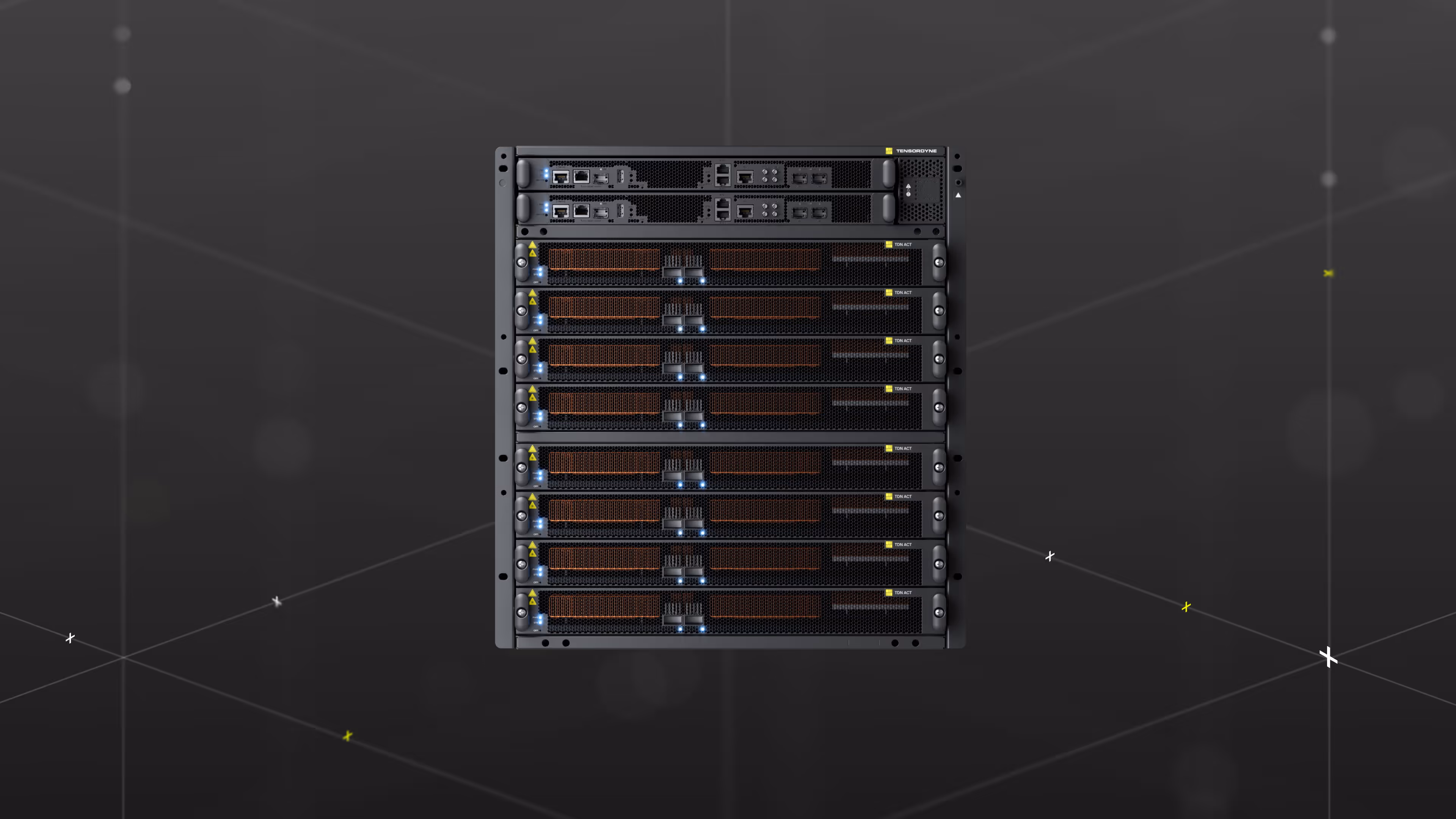 Tensordyne Pod placed against a high-tech background pattern.