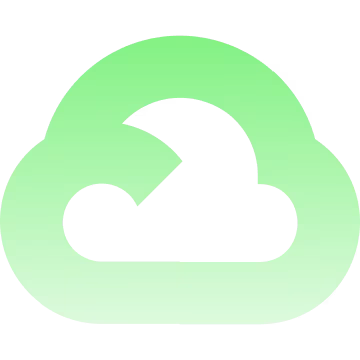 Green gradient cloud icon representing cloud computing or storage.