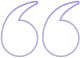 Stylized quotation mark icon in light purple.