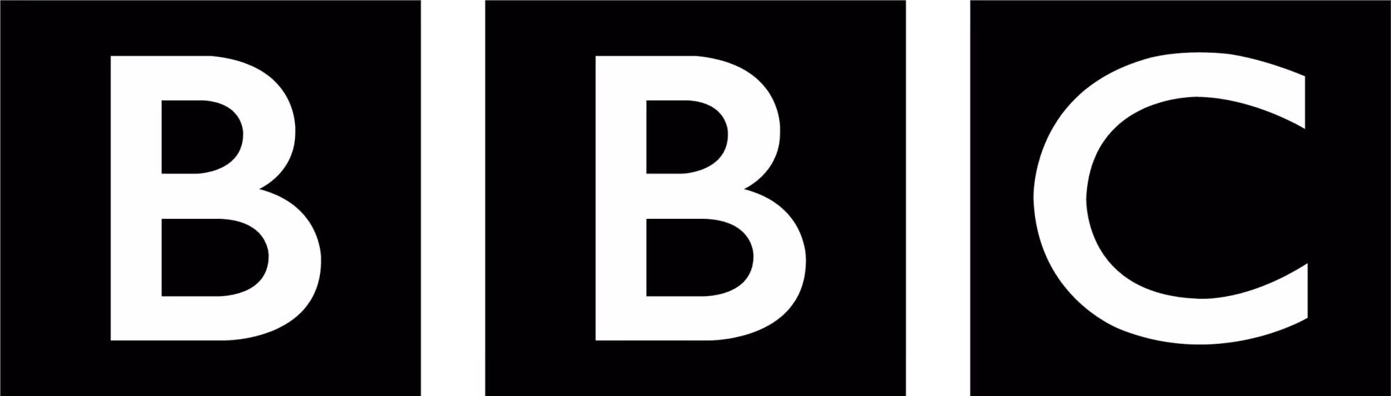 BBC logo with bold white letters B, B, C on black squares separated by thin vertical lines.