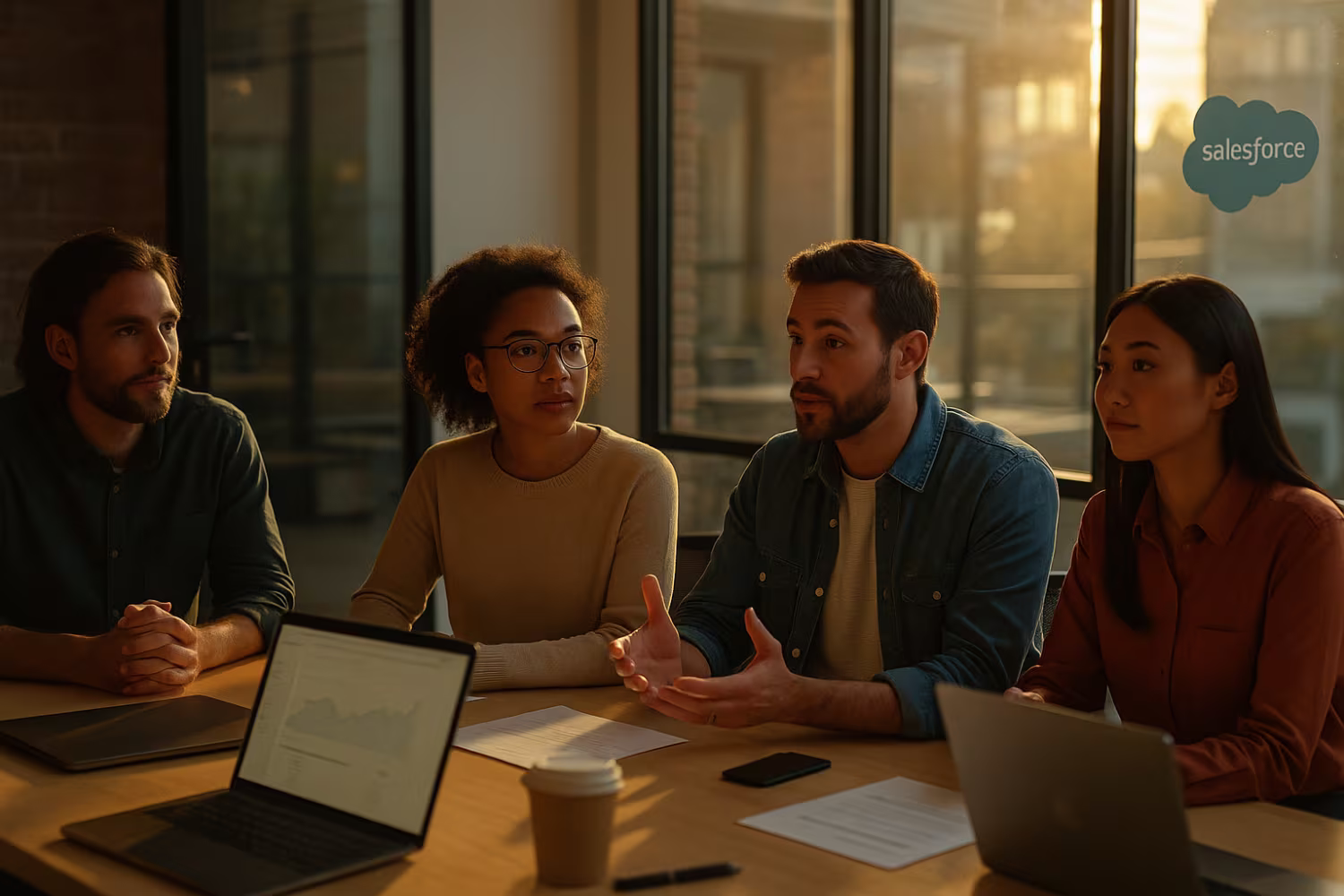 Team meeting discussing HIPAA security requirements