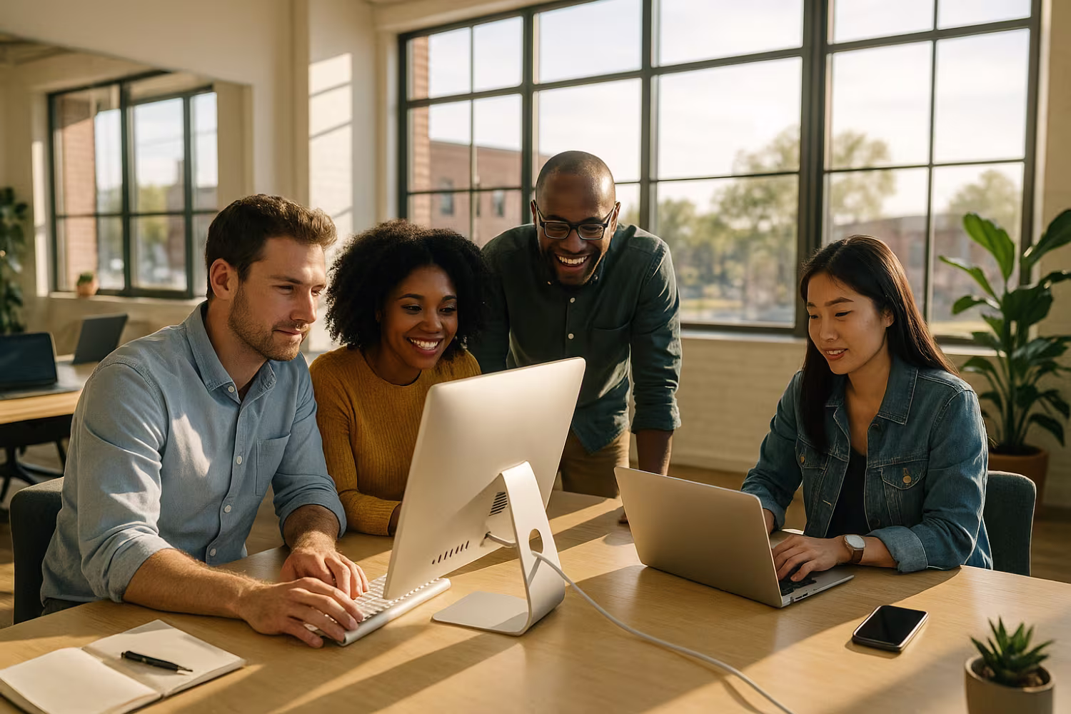 Diverse Denton team utilizing business IT services