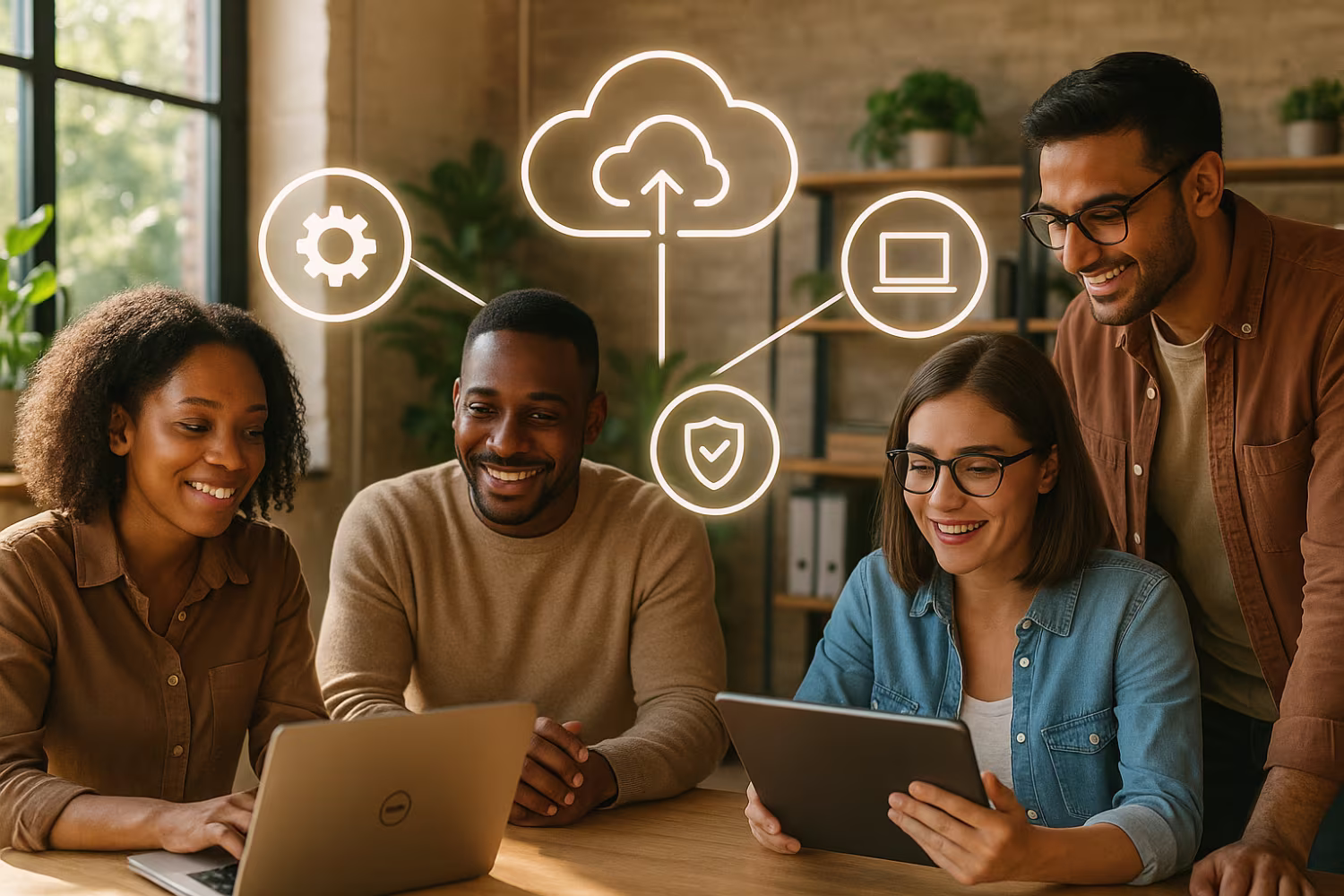 Diverse team using cloud managed IT services